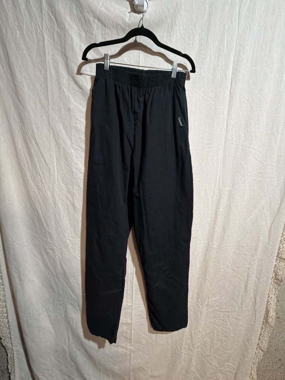 Landau Black Elastic-Waist Medical Scrub Pants Medium Tall
